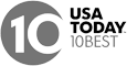 The image shows the "USA Today 10Best" logo, featuring a stylized "10" alongside the text "USA TODAY 10BEST."